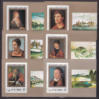 Comore 1978 pictura Durer MI bl.168-173 MNH foto