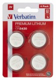 BATERIE VERBATIM, butoni (CR2430), 3V litiu, 4 buc., &quot;49534&quot; (timbru verde 0.04 lei)