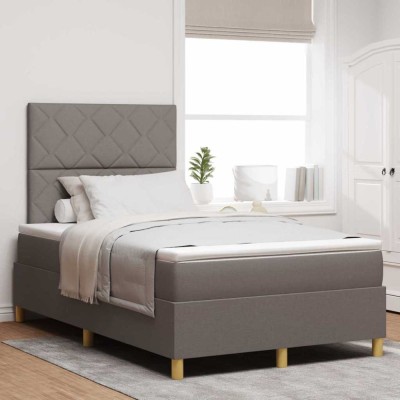 vidaXL Pat cu arcuri cu headboard Gri taupe 120 x 190 cm țesătură 3339683 foto