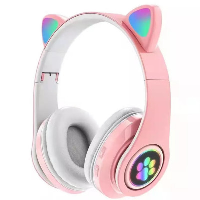 Casti audio wireless pentru copii, Cat Paw Ear, roz OMC foto