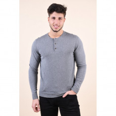 Pulover Selected Broome Split Neck Medium Grey Melange foto