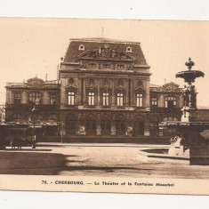FV2-Carte Postala- FRANTA - Cherbourg, Le Theathre et la Fontaine Mouchel