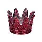 Suport Lum&acirc;nare Sticlă, Model Coroană cu Buline, Culoare Mov, Diametru 8x5cm, Oem