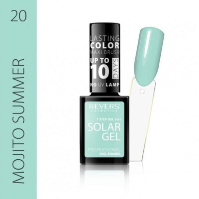 Lac de unghii Solar Gel, Revers, 12 ml, albastru, nr 20, mojito summer foto