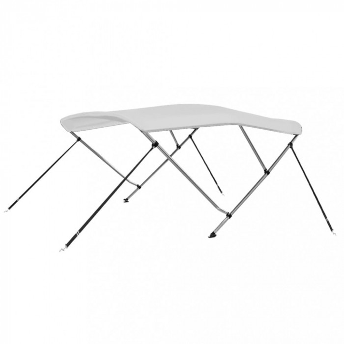 vidaXL Parasolar barcă Bimini cu 3 arcuri, alb, 183x160x137 cm