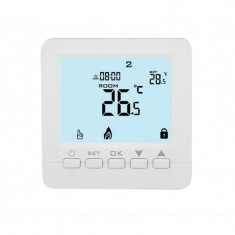 Termostat Techstar® TH-06, Ecran Digital, Incastrabil, 16A, 3500W, Alimentare 220V, Senzor Pardoseala, Alb