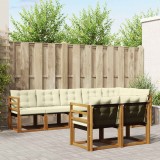 vidaXL Set de canapele de exterior cu pernă 8 pcs Natural și Crem 3368773