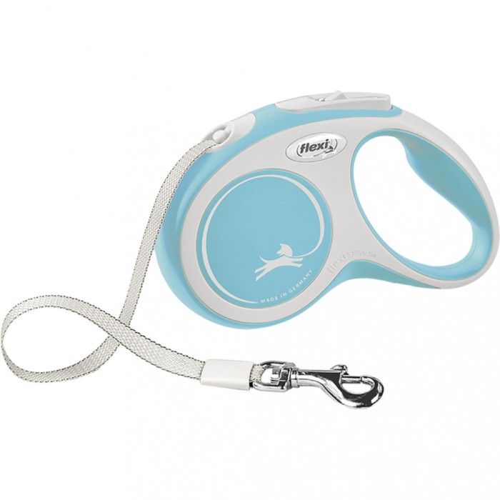Flexi New Comfort, S Tape, lesa retractabila, 5m, albastru deschis