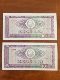 2 BUCĂȚI &times;10 LEI 1966-SERII CONSECUTIVE