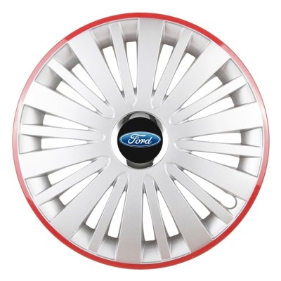 Set 4 Capace Roti, potrivite jantelor de R16, pentru Ford, model falcon argintiu cu rama rosie foto
