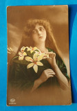 Carte Postala circulata corespondenta anul 1914 - Portret de femeie - superba, Printata