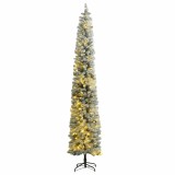 Brad de Crăciun subțire 300 LED-uri/set globuri/zăpadă, 270 cm