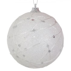 Set Globuri Crăciun, Model Fir Alb, Culoare Albă, 8 cm, 6 Bucăți