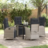 VidaXL Set de dining pentru grădină 5 piese Gri Deschis Ratan Sintetic