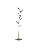 Cuier pom HM W45, metalic, curbat, baza ceramica, 6 agatatori, bumbi lemn, negru