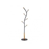 Cuier pom HM W45, metalic, curbat, baza ceramica, 6 agatatori, bumbi lemn, negru