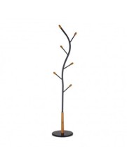 Cuier pom HM W45, metalic, curbat, baza ceramica, 6 agatatori, bumbi lemn, negru