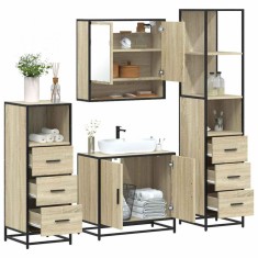Gossi set de mobilier de baie din 4 piese din lemn de stejar sonoma