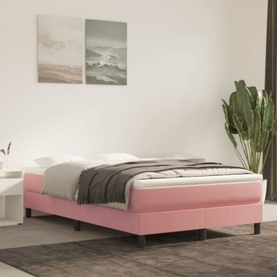 vidaXL Saltea de pat cu arcuri, roz, 120x200x20 cm, catifea foto
