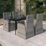 VidaXL Set de mobilier pentru grădină, cu perne, 5 piese, gri