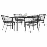 Gossi set de sufragerie de gradina 5 piese neagra sticla poly rattan