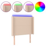 Cumpara ieftin Tablie de pat cu LED cappuccino 93x16x118/128cm piele ecologica