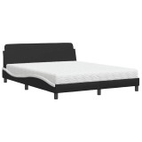 Cumpara ieftin Pat cu saltea, Dover, negru si alb, 160x200 cm, piele ecologica