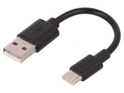 Cablu USB 2.0 USB A la USB C 0,1m Negru foto