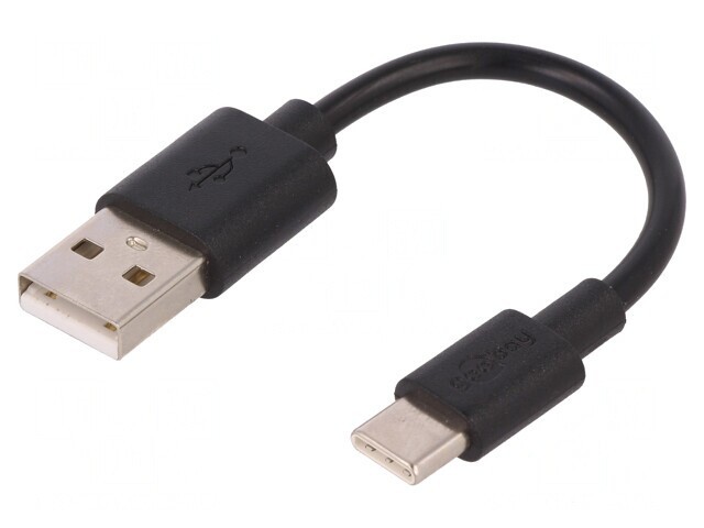 Cablu USB 2.0 USB A la USB C 0,1m Negru