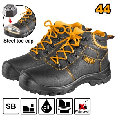 Bocanci protectie negri cu varf metalic 42, pentru protectie in conditii dificile - Ingco SSH04SB.42 foto
