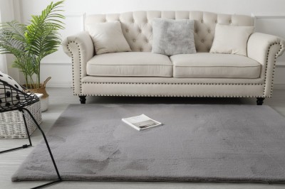 Covor Premium Belgian Model LOP 070, Marime 50 x 80 cm, Gri, Inaltime Fir 23 mm, Antiderapant, Antialergic, Poliester, Living, Dormitor, Sufragerie, B foto