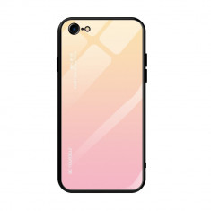 Husa iPhone SE 2020 / iPhone 8 / iPhone 7 / iPhone 6s / iphone 6, Gradient Glass Durable, Spate din Sticla Securizata, Roz foto