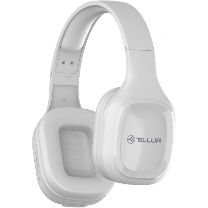 Casti wireless Tellur Pulse, Over Ear, Bluetooth, Wireless, Bass, Microfon, Alb