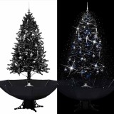 VidaXL Brad de Crăciun cu ninsoare și bază umbrelă, negru, 190 cm, PVC