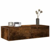Raft perete cu sertare, stejar afumat, 60x26.5x15 cm, lemn prelucrat, depozitare, montare pe perete