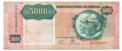 Angola 5 000 5000 Kwanzas 1991 P-130c Seria 7863371 foto