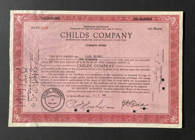 Childs Company - Actiuni - New York - 1948 foto