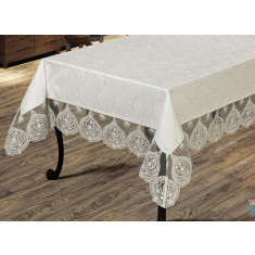 Față de masă Haspen cu broderie inserata, dimensiune 160x220cm, model Asel cream