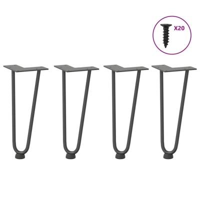 vidaXL Picioare tip agrafă pentru măsuță de cafea, 4 buc., antracit, 30 cm, oțel masiv foto