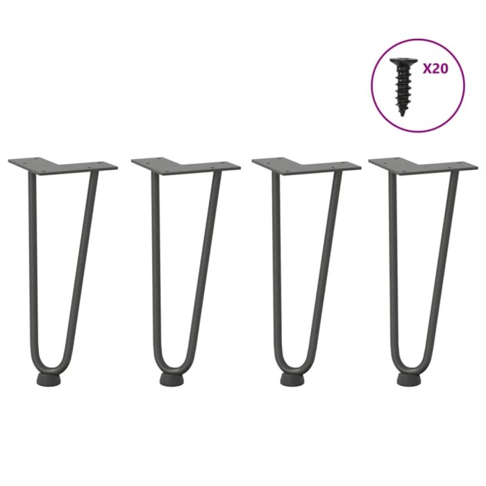 vidaXL Picioare tip agrafă pentru măsuță de cafea, 4 buc., antracit, 30 cm, oțel masiv