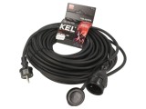 Prelungitor alimentare KEL 3x2,5mm2 25m 16A cu 1 priză negru