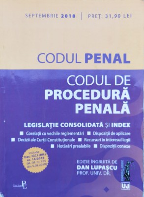 Codul Penal Si Codul De Procedura Penala - Dan Lupascu , C794 foto