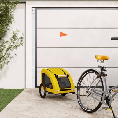 vidaXL Remorcă de bicicletă animale companie galben textil oxford/fier foto