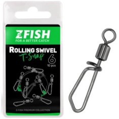 Agrafa Cu Vartej Zfish Rolling Swivel With T Snap, 10kg, Nr.16, 10buc/plic foto