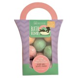 Set 8 Bile de Baie Efervescente Smoothie IDC Institute, 15g/buc, Afine, Mango, Mere Verzi, Capsuni - Relaxare si Parfum