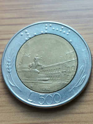 Moneda Italia 500 lire 1982 foto