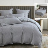 Lenjerie de pat natur uni baroque 6 piese cu husa (gri)