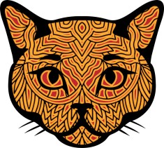 Sticker decorativ, Mandala, Pisica, Multicolor, 66 cm, 7426ST-2 foto