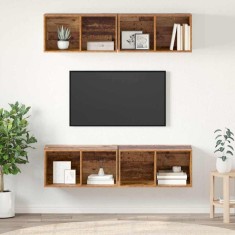 vidaXL Dulap pentru TV pe Perete 4 pcs Lemn vechi 37 x 37 x 72 cm 3393531