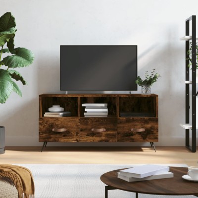 vidaXL Dulap TV stejar afumat, 102x36x50 cm, lemn prelucrat foto